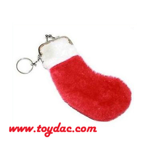 Plush Stocking Purse Bag Key Ring