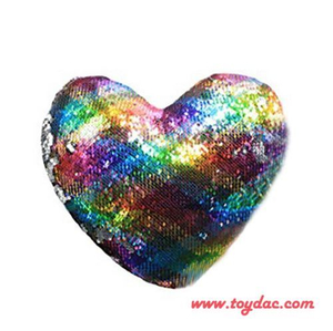 Reversal Sequins Heart Rainbow Cushion