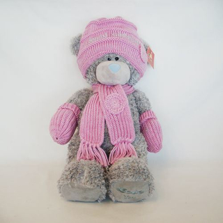 Plush Wool Hat Pink Bear